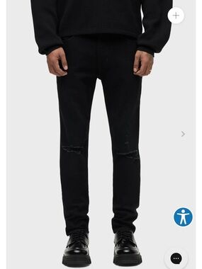Hudson Zack Skinny Mens Black Distressed Jeans 28x34 NWT